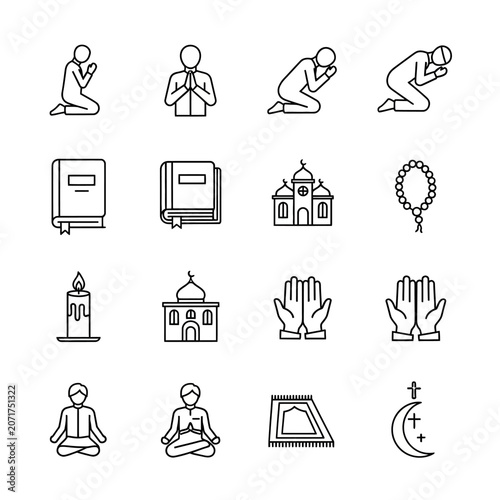Photography Islamic religion symbols and people praying.
