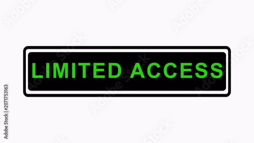 Limited access warning text animation for restricted availability message animation limited access warning text animation with alpha channel ,warning text animation with 4 k video animation.