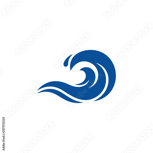 Minimalist Blue Ocean Wave Icon Vector