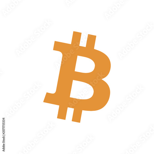 Orange Bitcoin Cryptocurrency Symbol Isolated on White