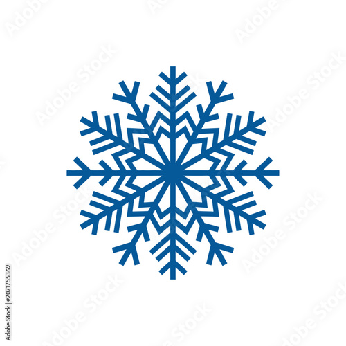 Blue Snowflake Vector Icon on White Background