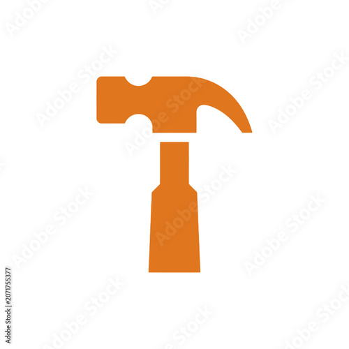 Orange Hammer Icon Design for Construction and DIY Projects