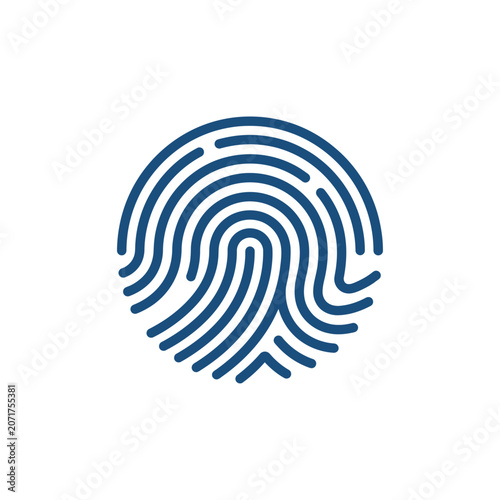 Minimalist Blue Fingerprint Icon Illustration