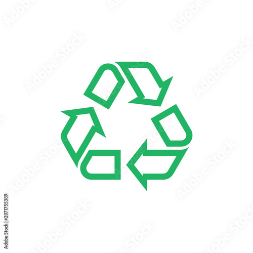 Green Recycling Symbol Icon Isolated on White Background