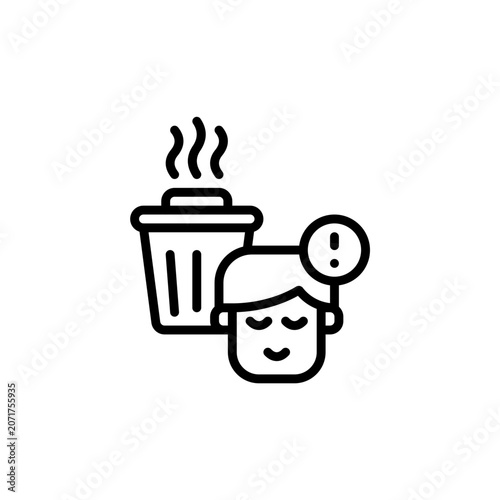 Beware of rotting garbage outline icon and illustration