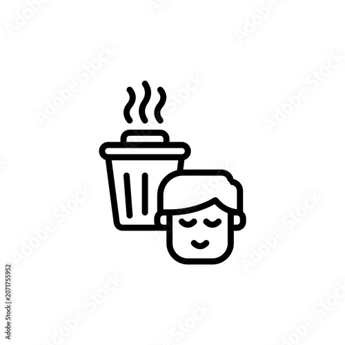 disturbing trash outline icon and illustration