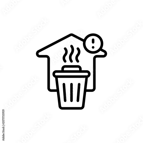 Odorous domestic waste outline icon and illustration