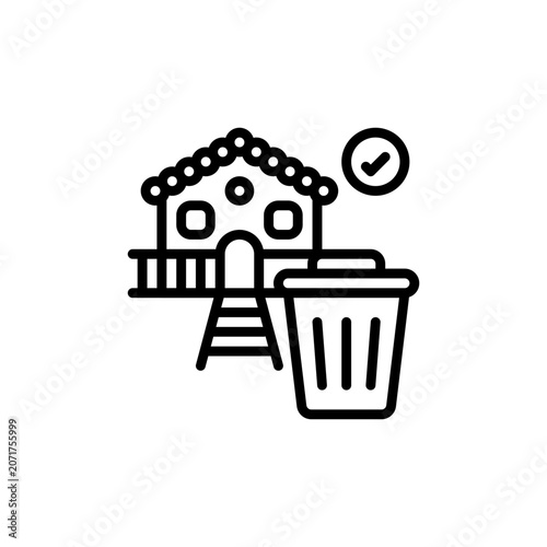 clean trash outline icon and illustration