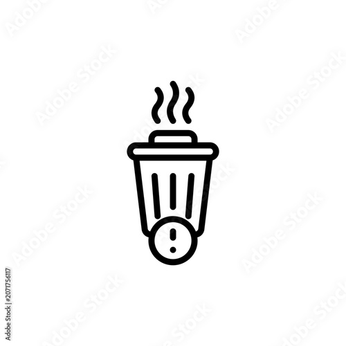 Smelly trash outline icon and illustration