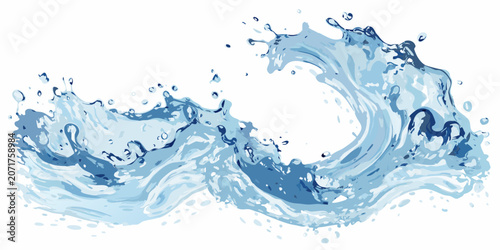 Foto Blue water splash with droplets a vector illustration on a white background spra