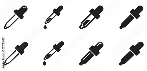 Dropper Pipette Icon for Medical, Chemical, Cosmetic and Laboratory Measurement Concept