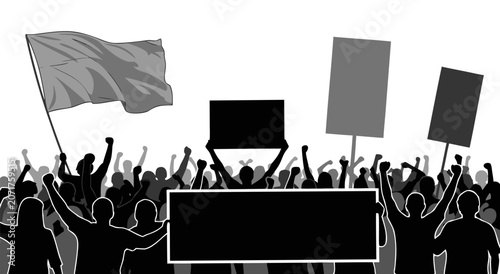Canvastavla Protest Crowd Silhouette Illustration Vector Design for Social Activism and Publ