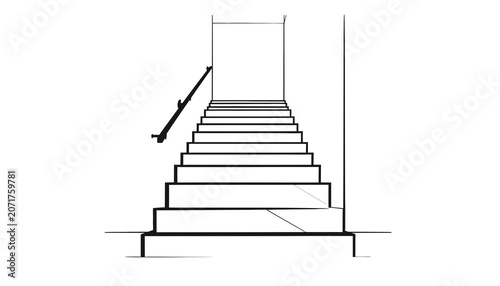 Staircase with railing and steps.