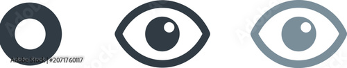 Foto Eye view visibility icon set featuring minimal watch, vision, and interface symbols in vector style