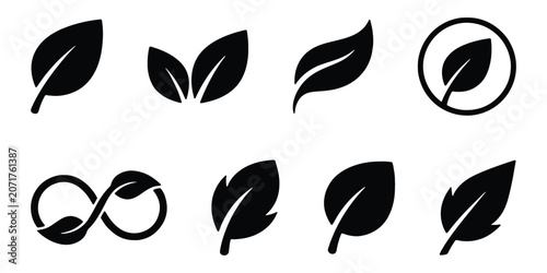 Simple Green Leaf Symbol Representing Natural, Environmental and Sustainable Living Concept