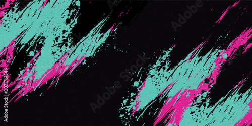 Tableau sur toile Car sticker wrap banner abstract sporty lines pink blue greenish grunge color combination brush storm thunder modern pattern racing motorsport, Modern