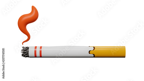 Smoking cigarette with orange smoke