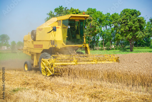 combine harvester working on a field