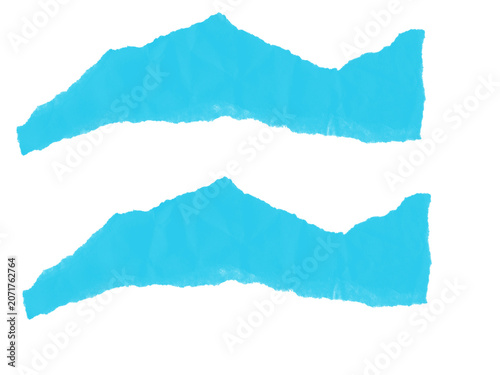 : Two Light Blue Torn Paper Horizontal Strips on White
