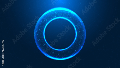 Abstract Digital Plexus Sphere Blue Neon Glow Network Connection Technology Background Vector Illustration