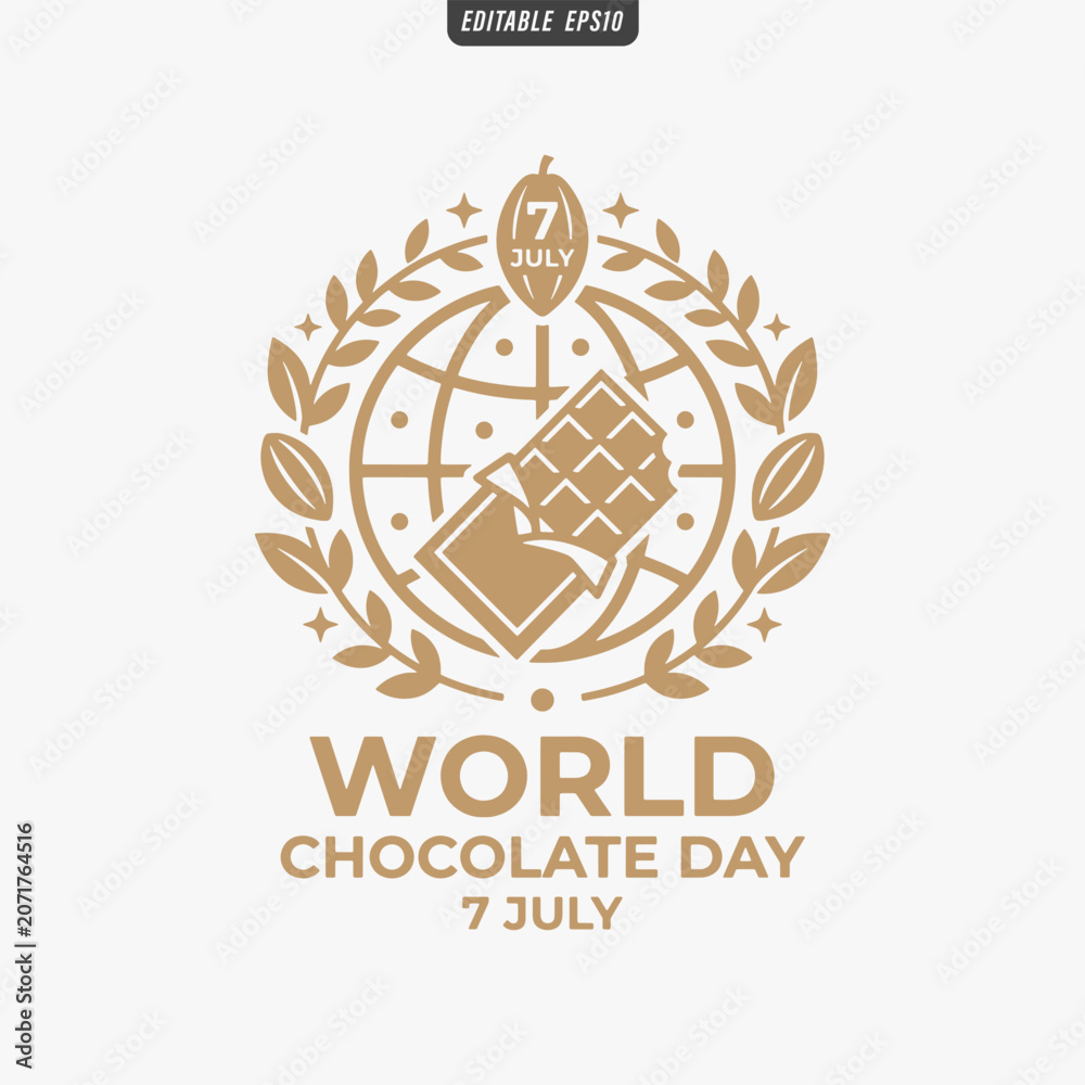 Fototapeta premium The flat design for World Chocolate Day poster focuses on simplicity, elegance, and ease of recognition.