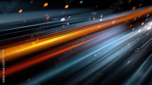 Dynamic Light Trails on a Fast Moving Road.
