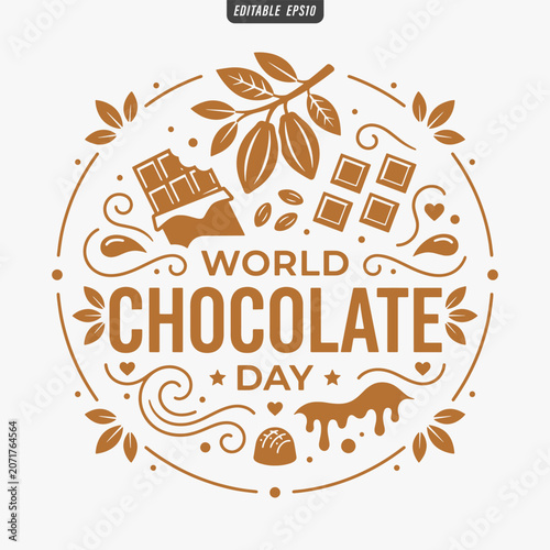 The flat design for World Chocolate Day poster focuses on simplicity, elegance, and ease of recognition.