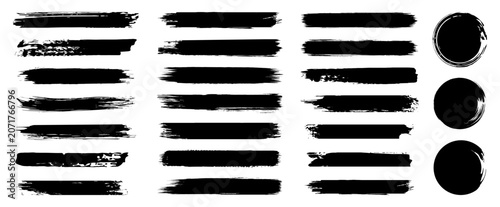 Collection of different ink paint brush strokes.  Grunge vector brush strokes. Brushes, lines, brush, strokes, grunge, dirty. Vector illustration