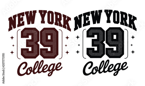 New York college varsity typography vector lettering design for vintage sports t shirt prints