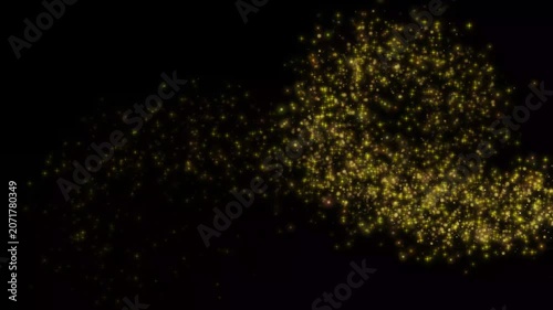 Luxury Golden Glitter Sparkle Line Trail Animation with Magic and Pixie Dust, Christmas Stars Isolated on Black Background, Glowing Particles, 4K Loop