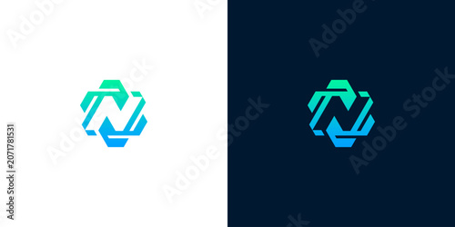 Geometric Letter N Logo for Modern Tech Branding and Digital Corporate Identity Design