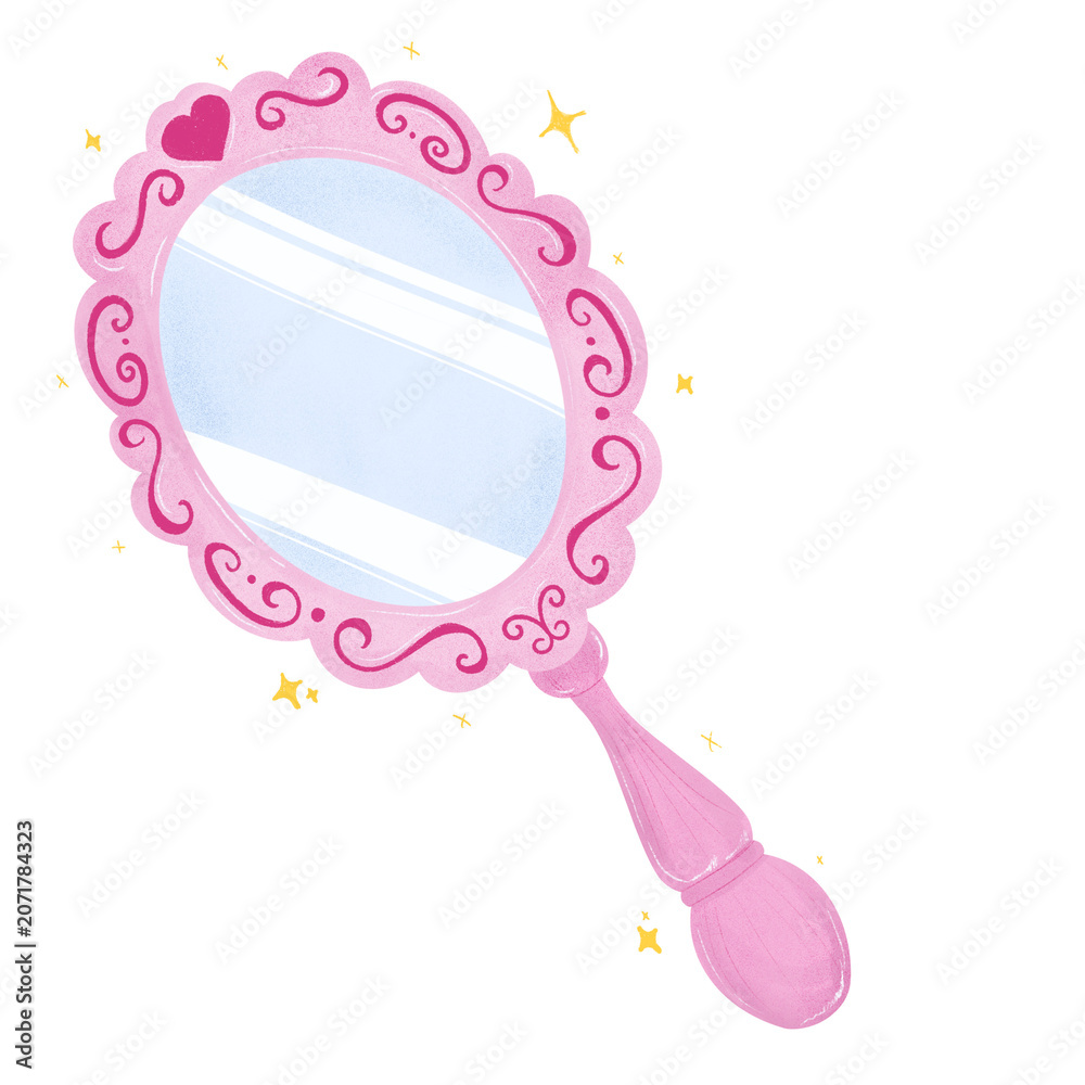 Naklejka premium Pink Hand Mirror Illustration