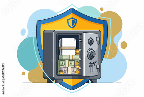 Financial Security Safe and Shield Wealth Protection