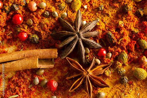 Photography Spices on the ground for the background