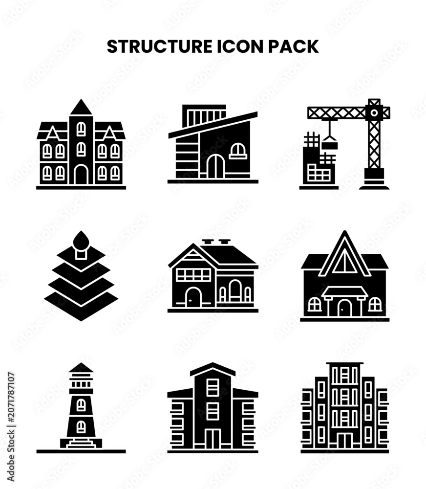 Fototapeta premium Structure Glyph UI Icons Pack