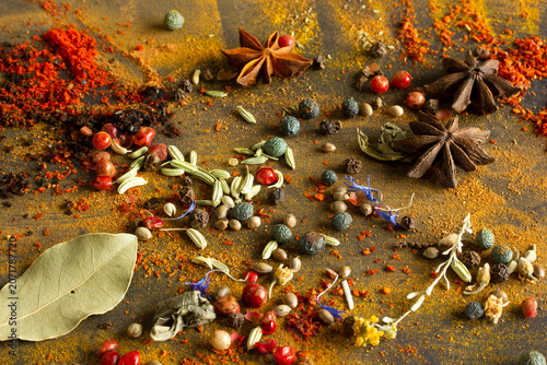 Photography Spices on the ground for the background