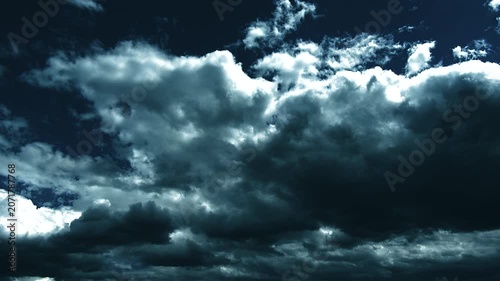 Dramatic Evening Sunset Sky with Low Heavy Bi-Color Moving Clouds