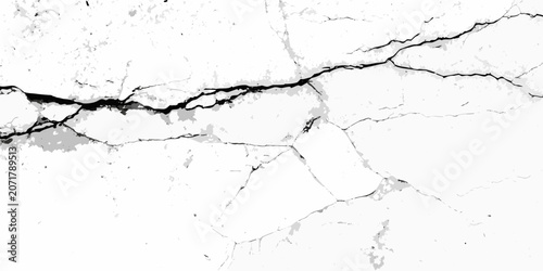Obraz na płótnie Cracked surface texture black and white grunge effect with a transparent backgro