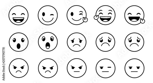 Collection of diverse emotional faces and expressions illustration