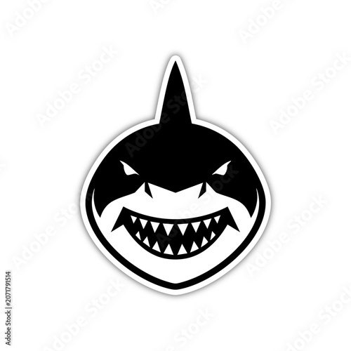 Картината върху платно A menacing shark face with sharp teeth stares aggressively forward with fins up