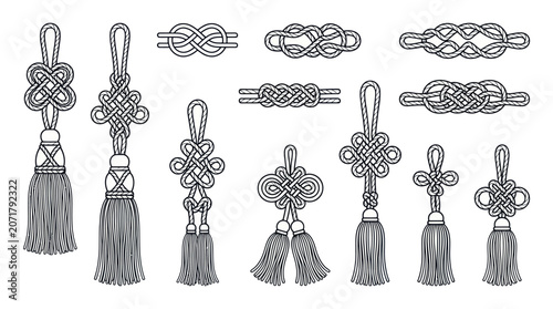 Canvastavla Traditional Chinese Knot and Tassel Vector Set