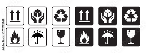 Comprehensive Collection of International Shipping and Handling Packaging Symbols Sets