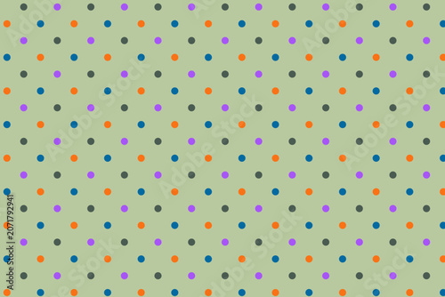 Scripted Content Linear Polka Dot Pattern with Gray, Orange, Blue and Violet Shapes: Scalable Geometric Circular Lattice Seamless Vector Pattern for Minimalist Fabric and Surface Branding