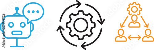 Business Teamwork, Communication and Workflow Automation Icon Set