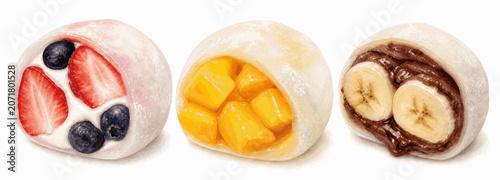 Soft Sweet Vietnamese rice paper mochi isolated watercolor vector illustration svg