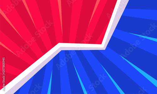 Dynamic Versus Screen with Red and Blue Halves.