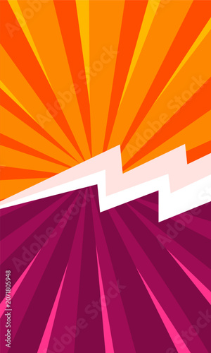 Dynamic lightning bolt graphic with vibrant orange and purple burst.