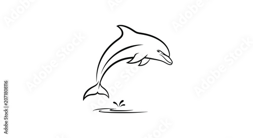 Canvastavla Simple stylized dolphin outline aquatic mammal jumping ocean icon
