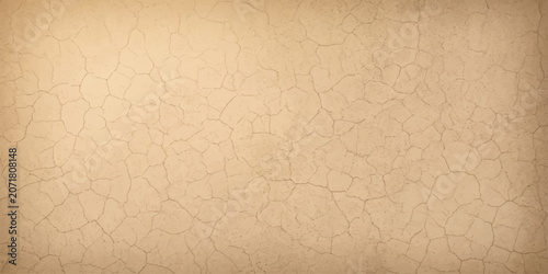 Fotografie A cracked earth texture, resembling parched desert soil or ancient pottery, offers a rustic and weathered background with a warm, earthy tone