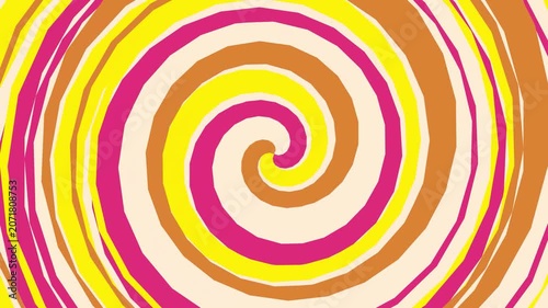 Vibrant colorful spiral illustration with swirling yellow pink and orange stripes